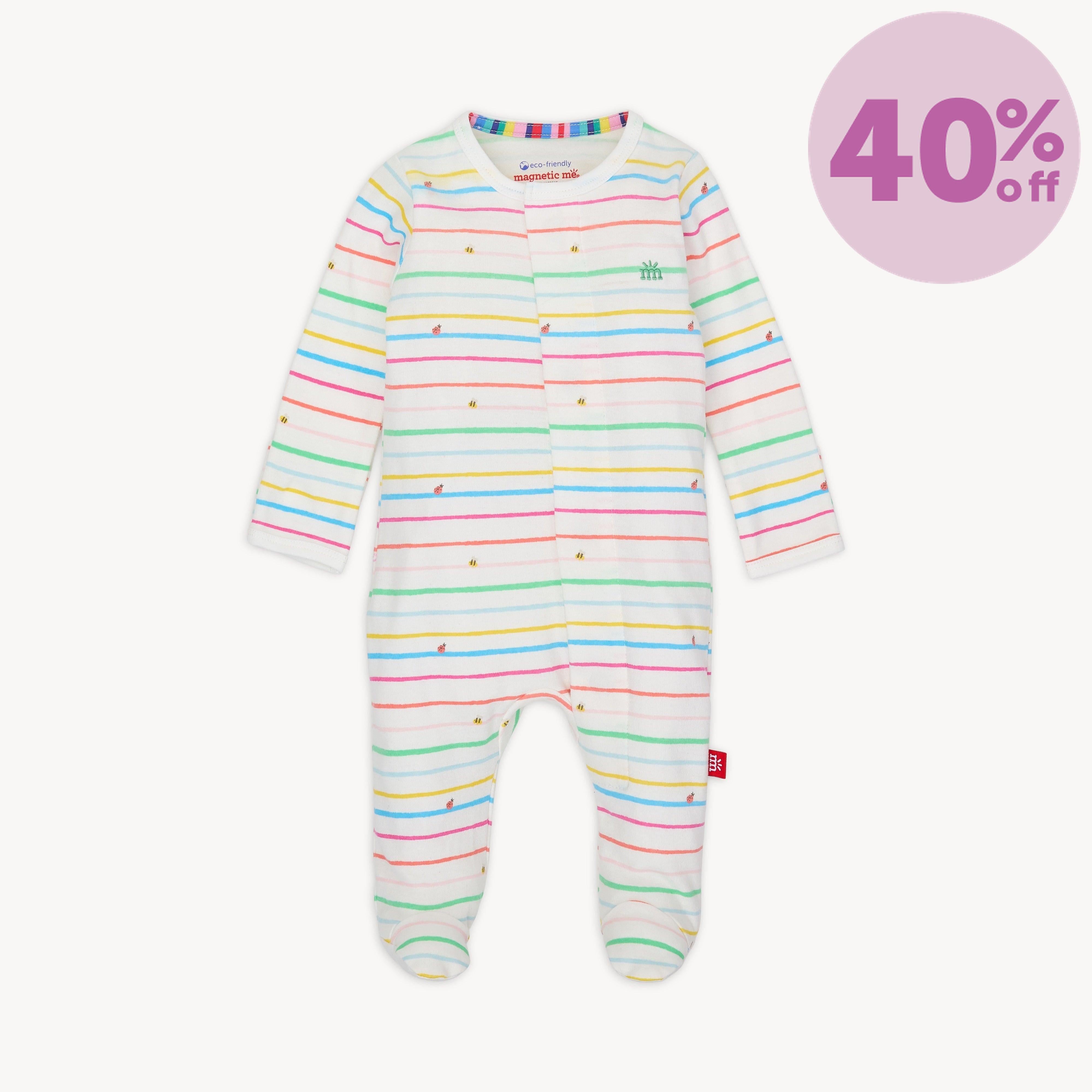 rainbow road organic cotton magnetic parent favorite footie