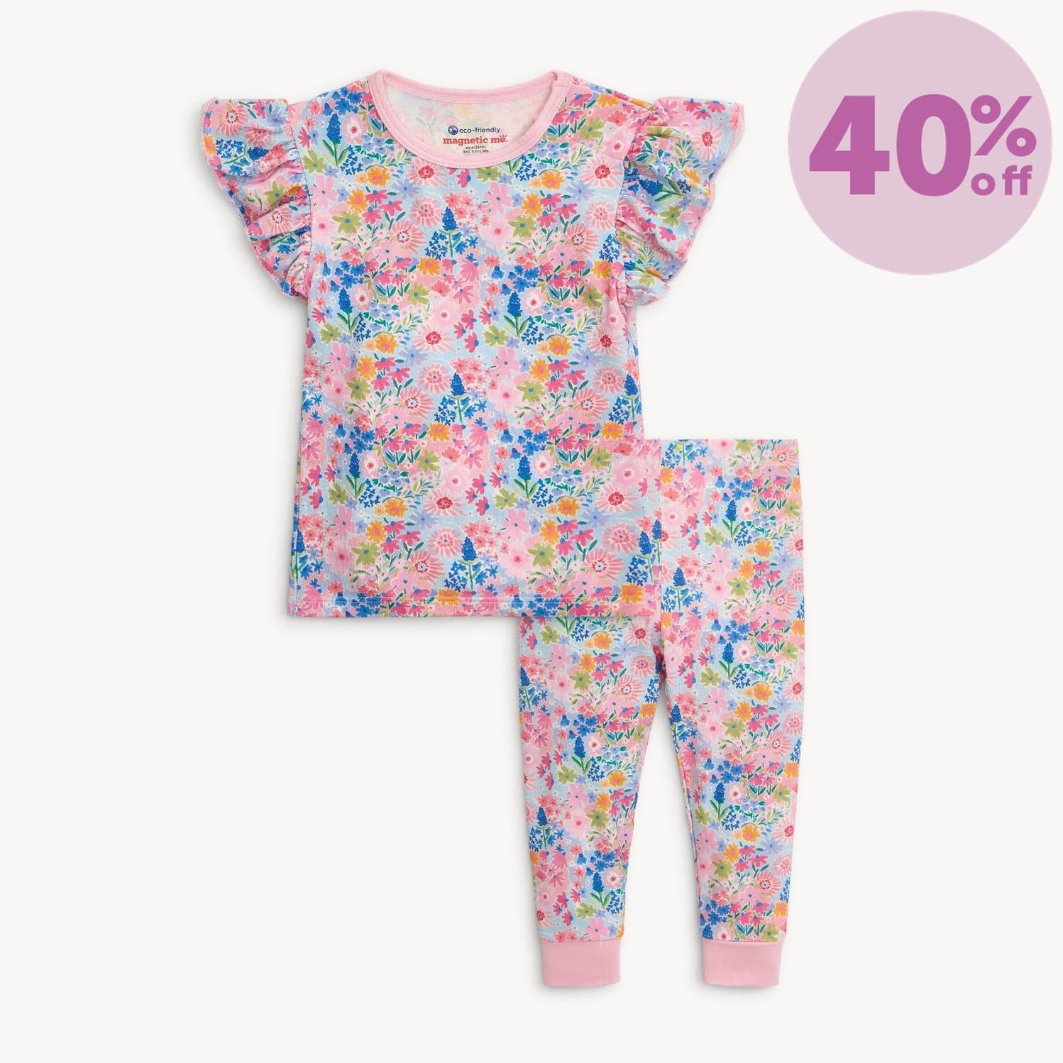 lily modal magnetic no drama pajama ruffle short sleeve set