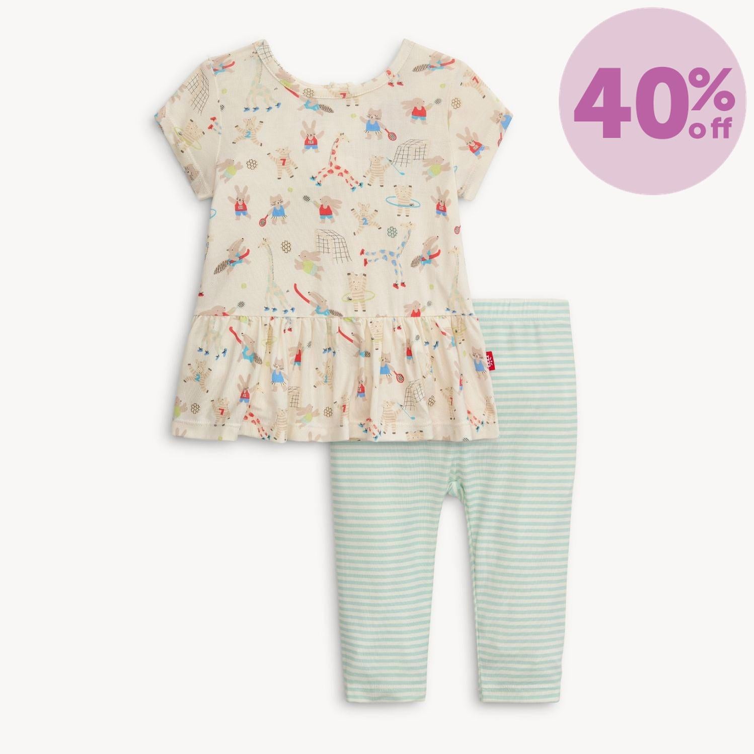 furry field day modal magnetic play all day peplum top + leggings set