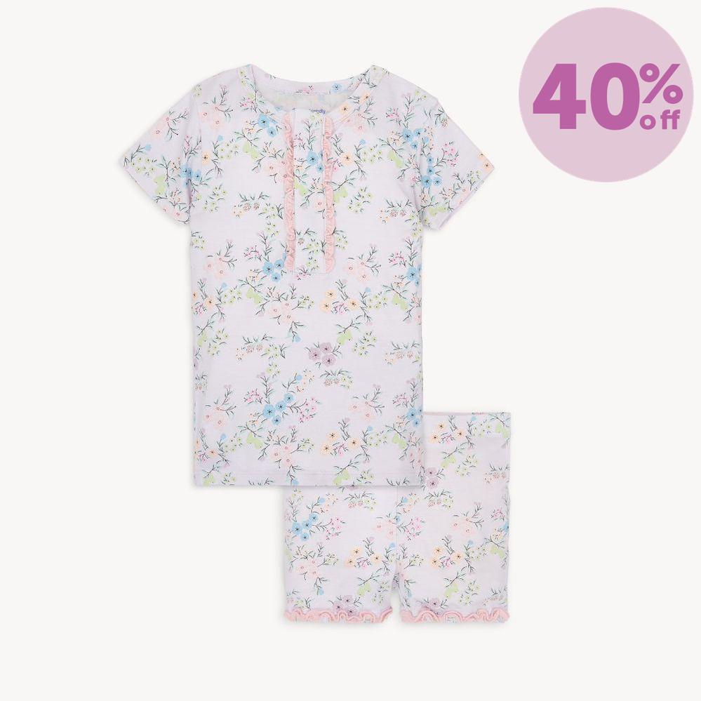 emily modal magnetic no drama pajama short sleeve short set with ruffle