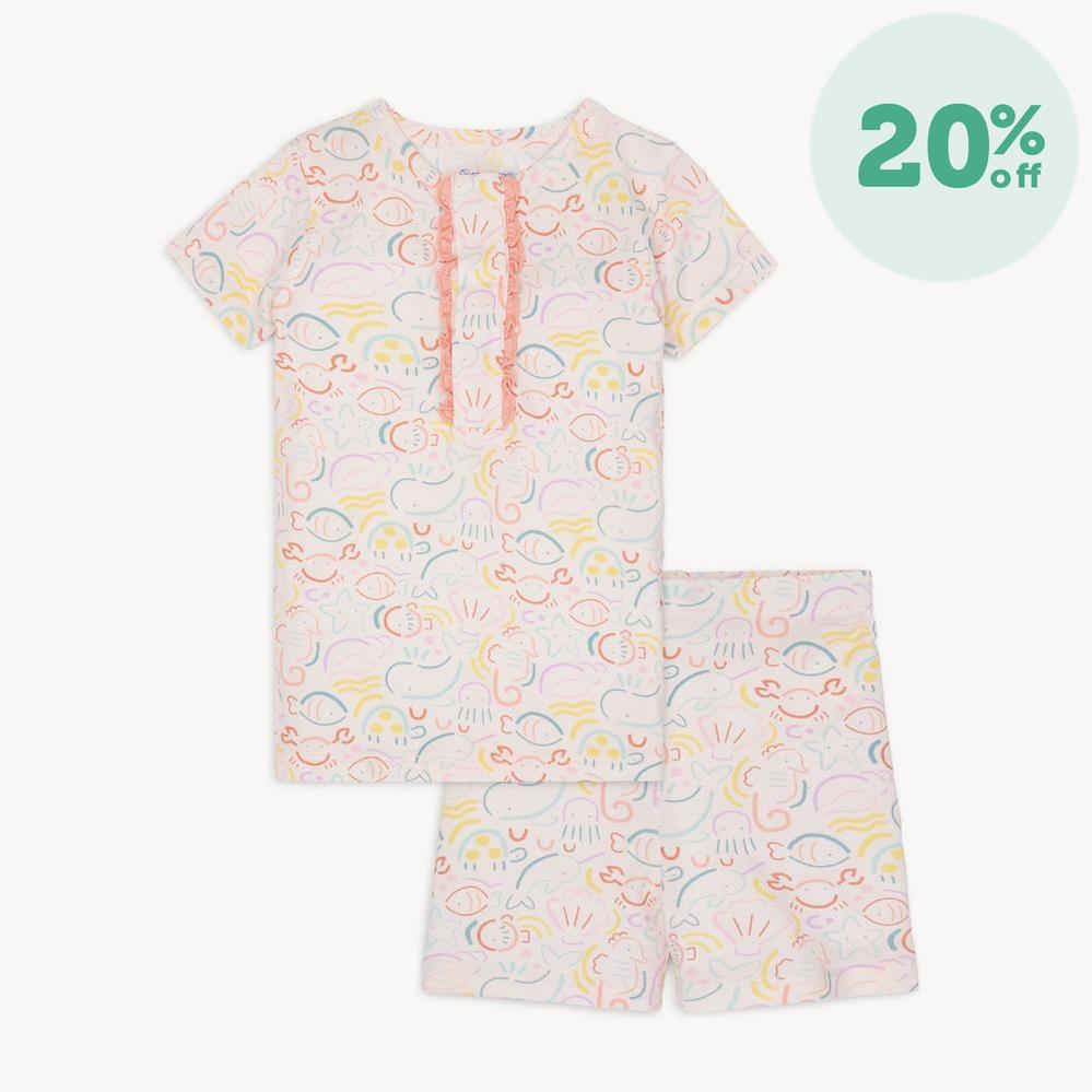 so-fish-ticated modal magnetic no drama pajama short sleeve short set with ruffle