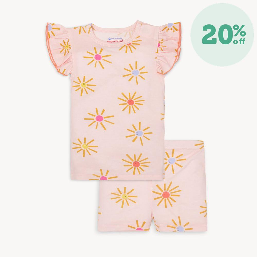 put on your sunnies modal magnetic no drama pajama ruffle short sleeve short set