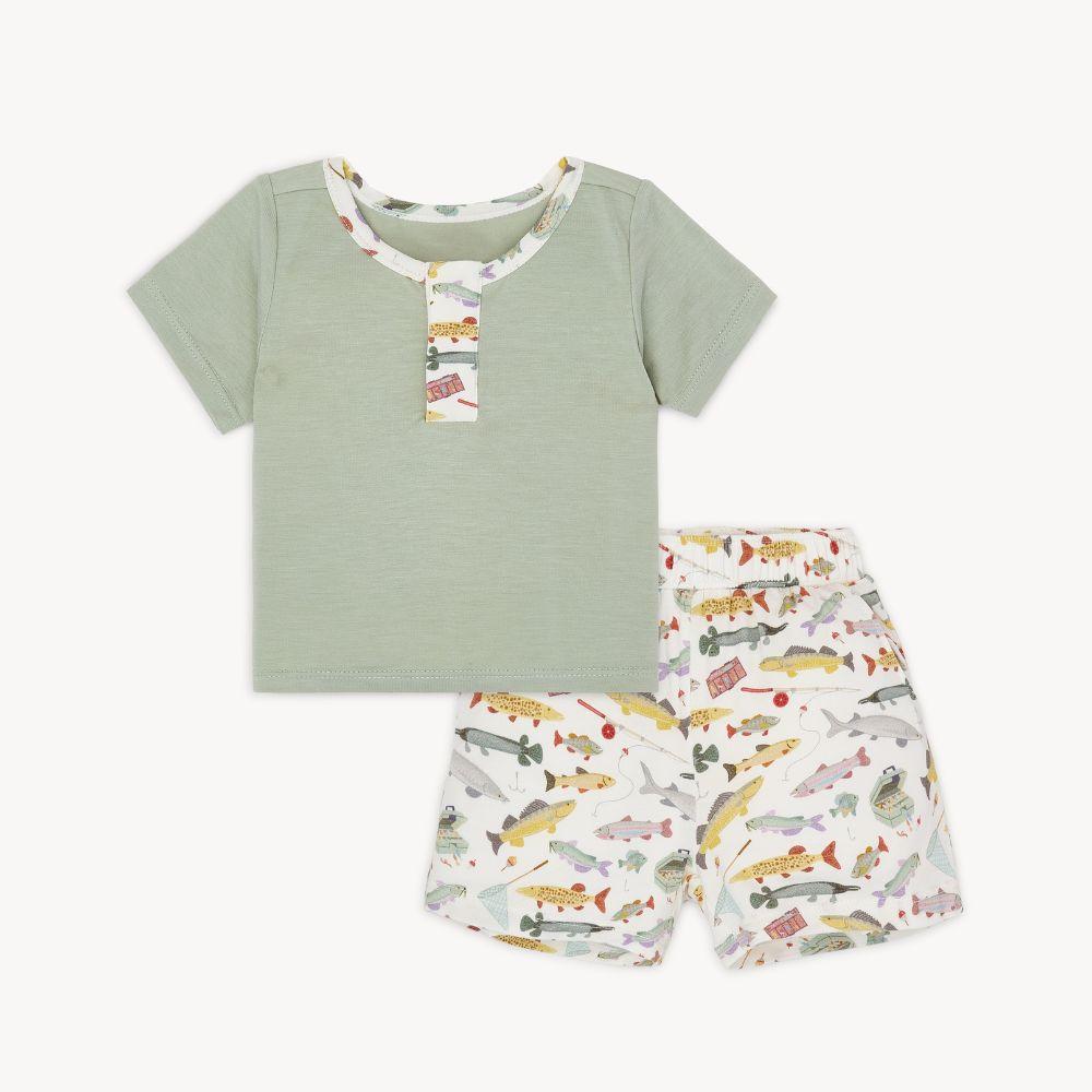 reel good time modal magnetic roll around short sleeve top + short set