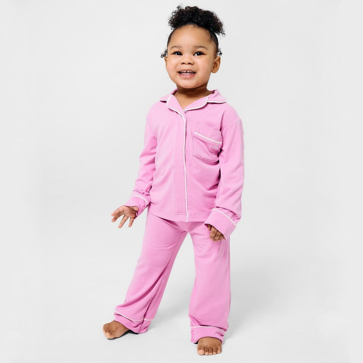 mauve RightFit™ magnetic classic with a twist kids pajama set