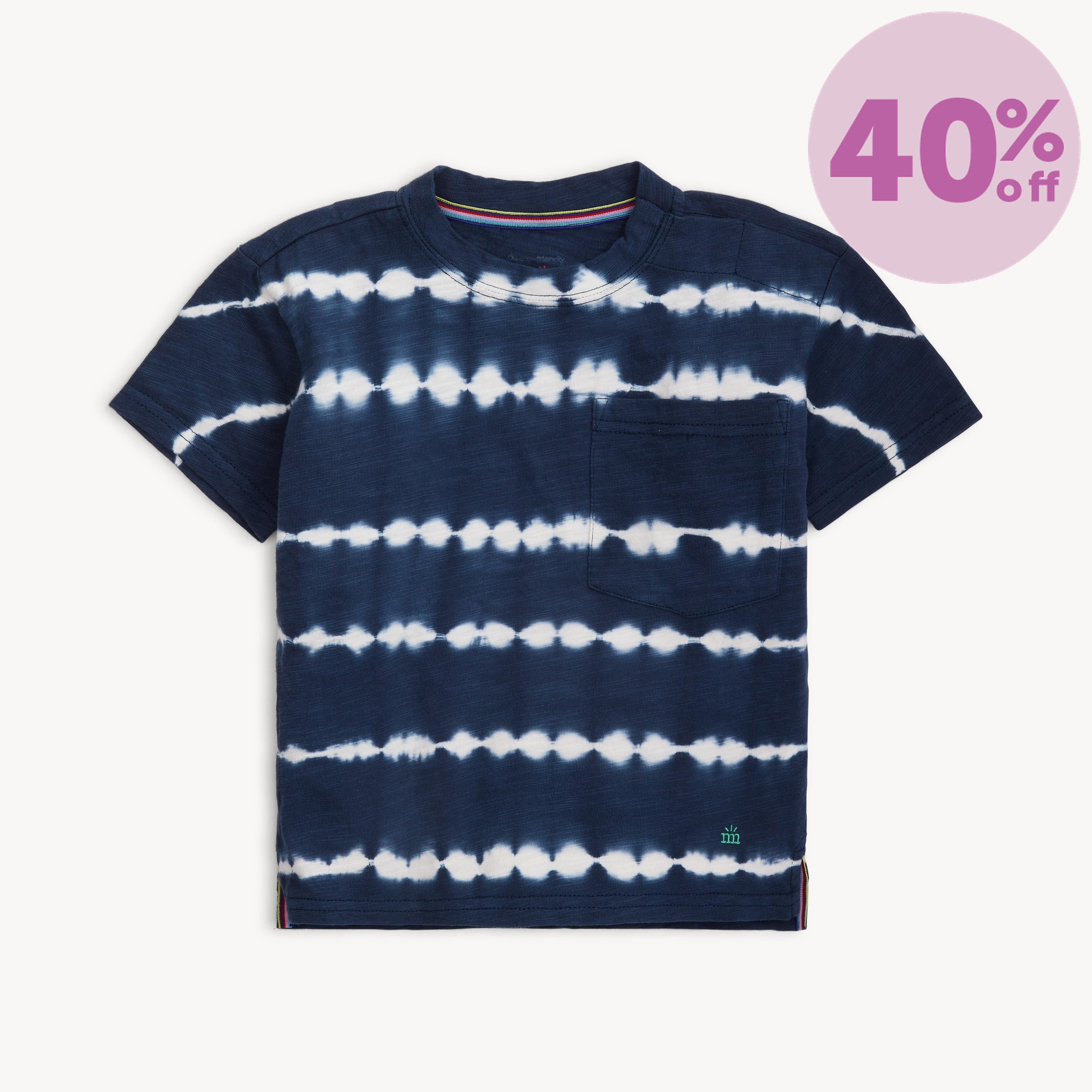 blue tie dye cotton magnetic t-shirt