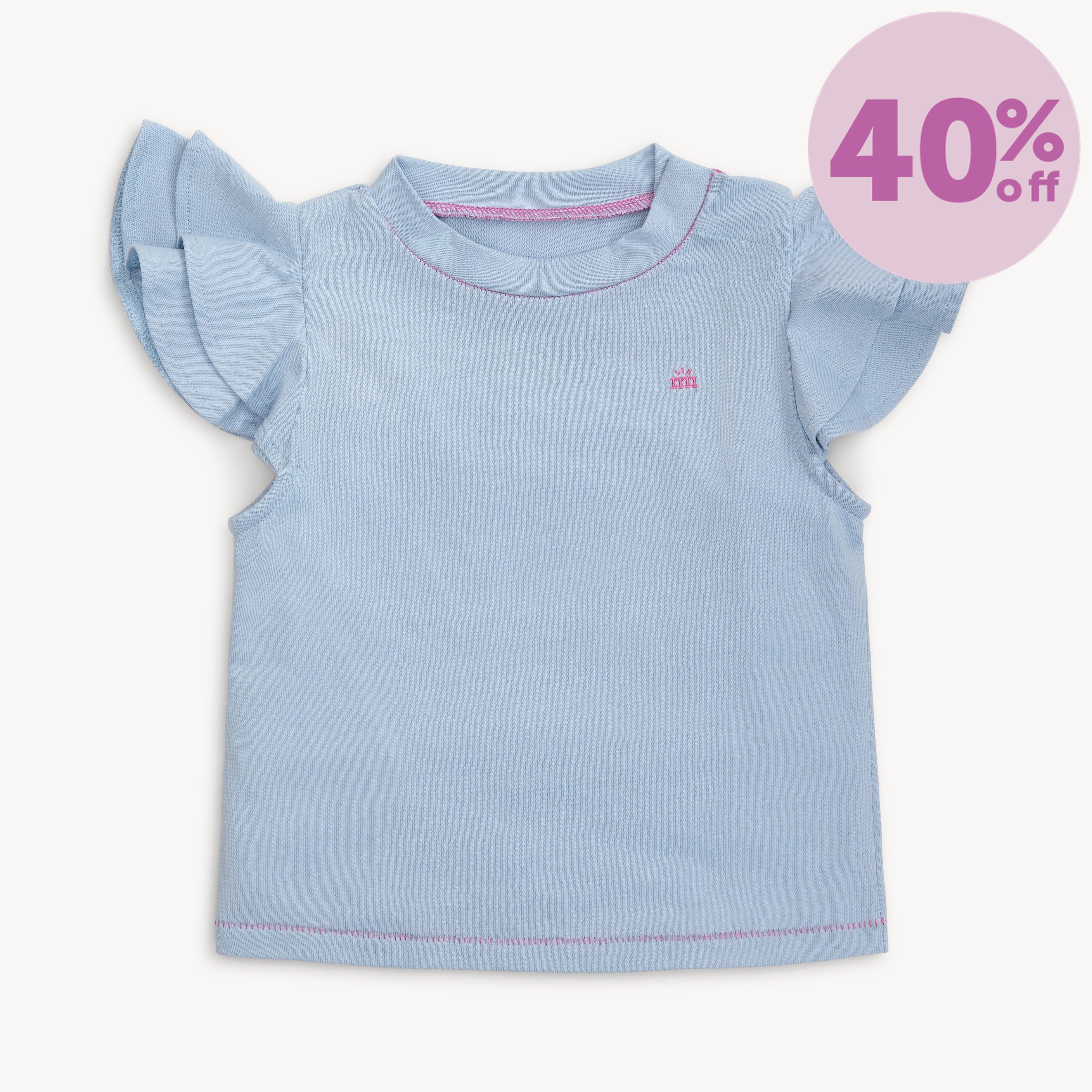 blue cotton magnetic double ruffle tee