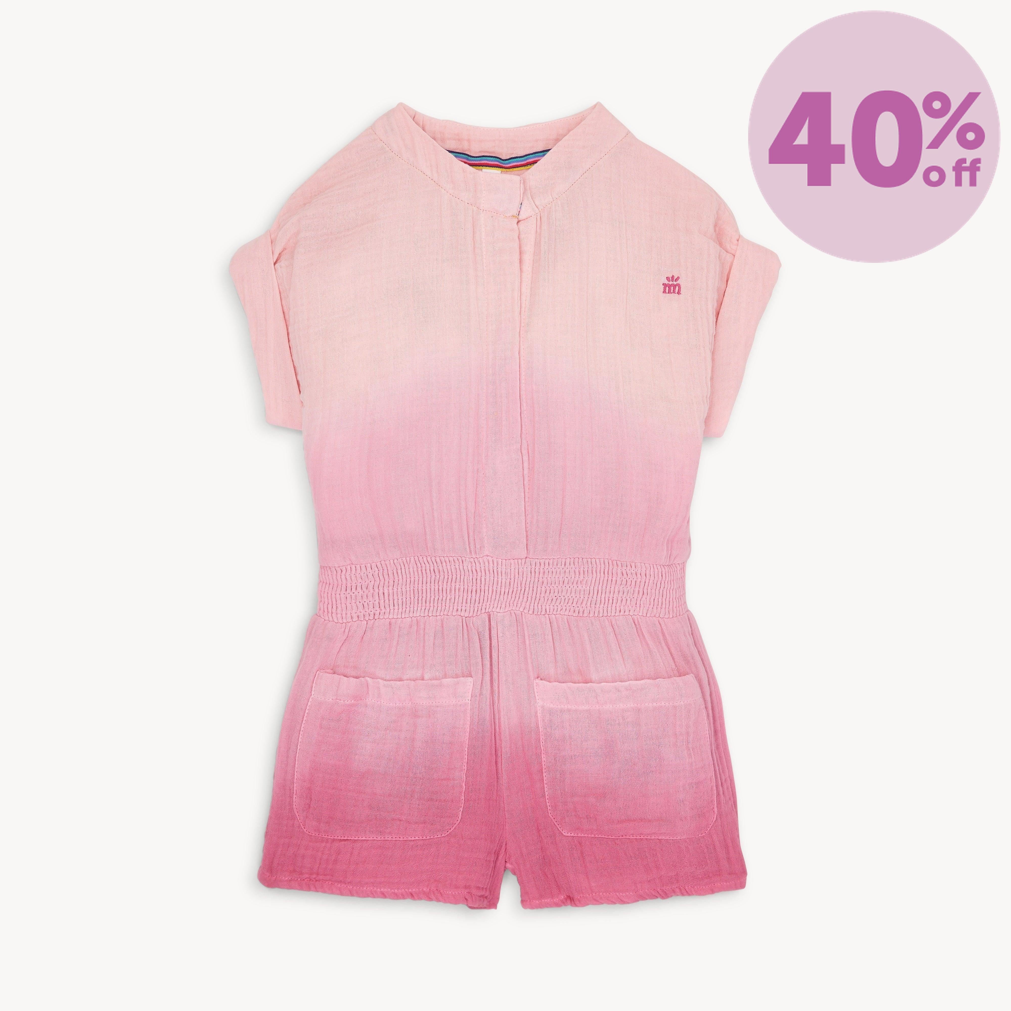 pink ombre cotton gauze magnetic jumpsuit