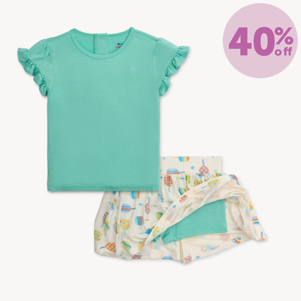 perfect pickle paddles modal magnetic play all day top + flutter skort set