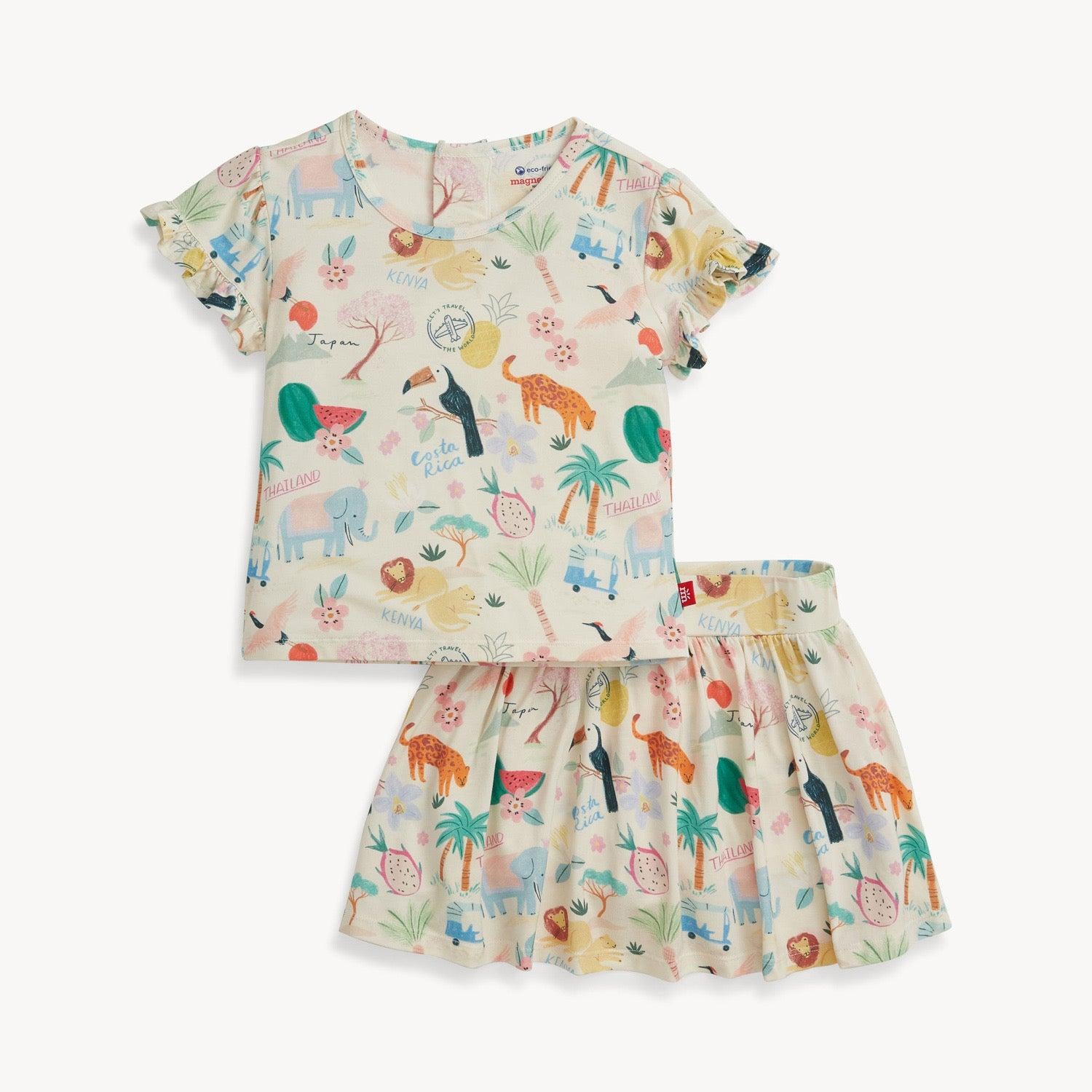 wanderlust wildlife modal magnetic play all day top + flutter skort set