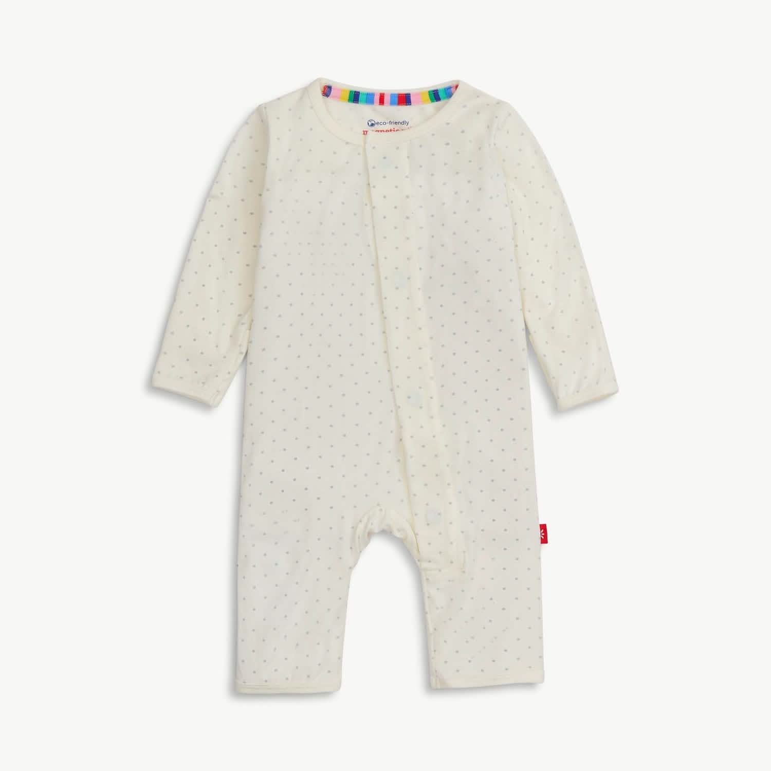 pin dot cream modal magnetic fuss free coverall