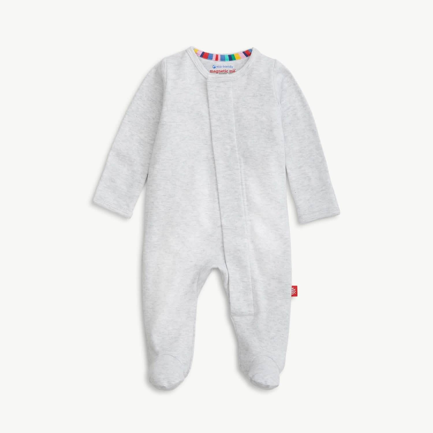 light gray melange organic cotton magnetic parent favorite footie