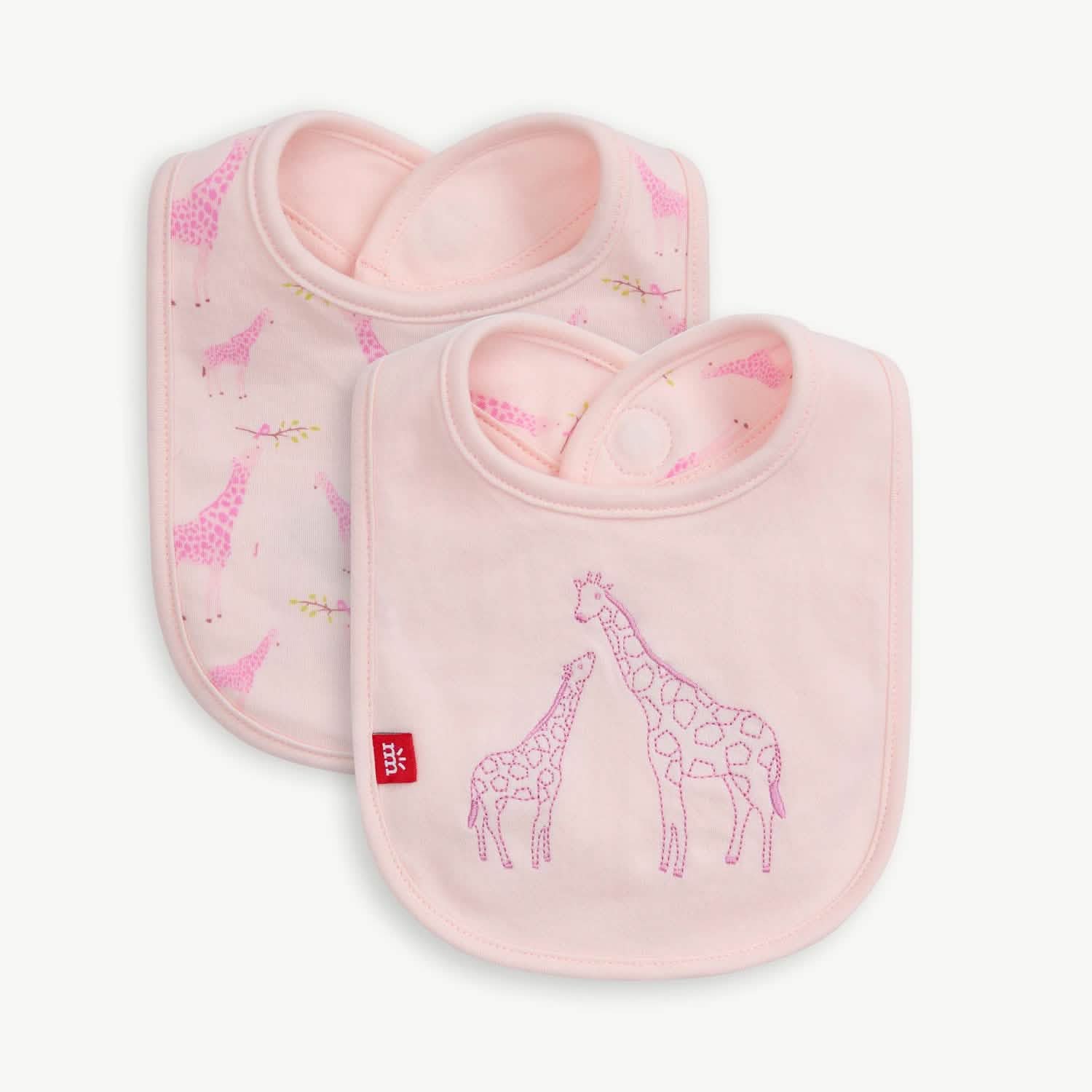Pink Jolie Giraffe Organic Cotton Magnetic Reversible Bib