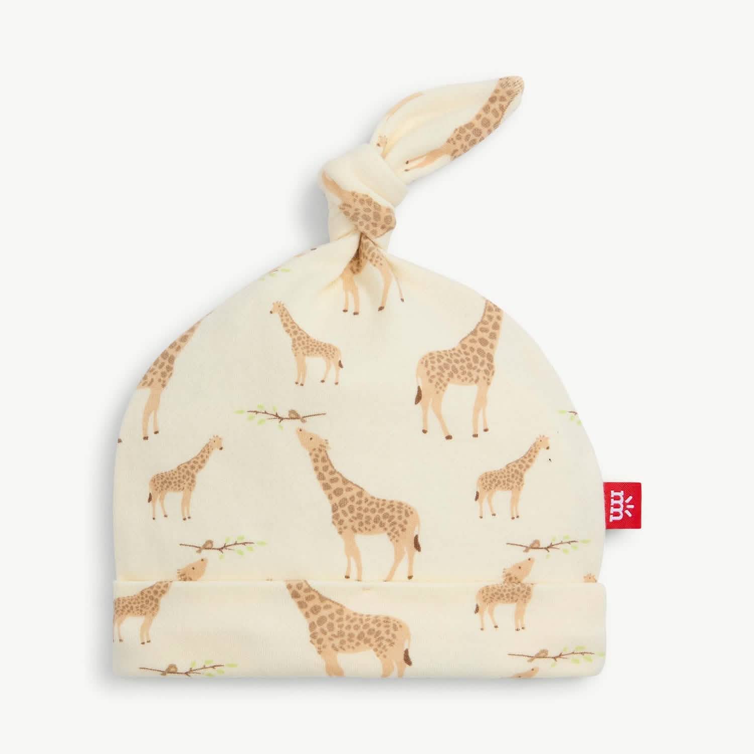 cream jolie giraffe organic cotton hat