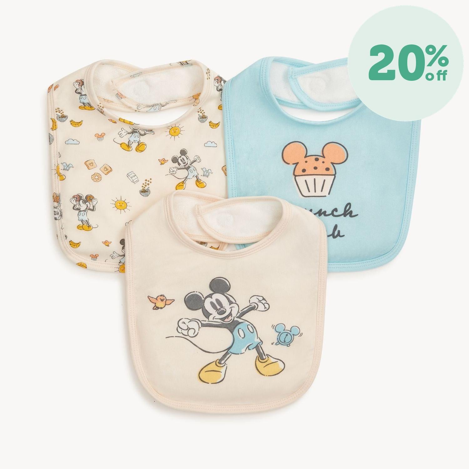 Disney | Magnetic Me Mickey Brunch Bunch modal magnetic stay dry infant bib 3-pack
