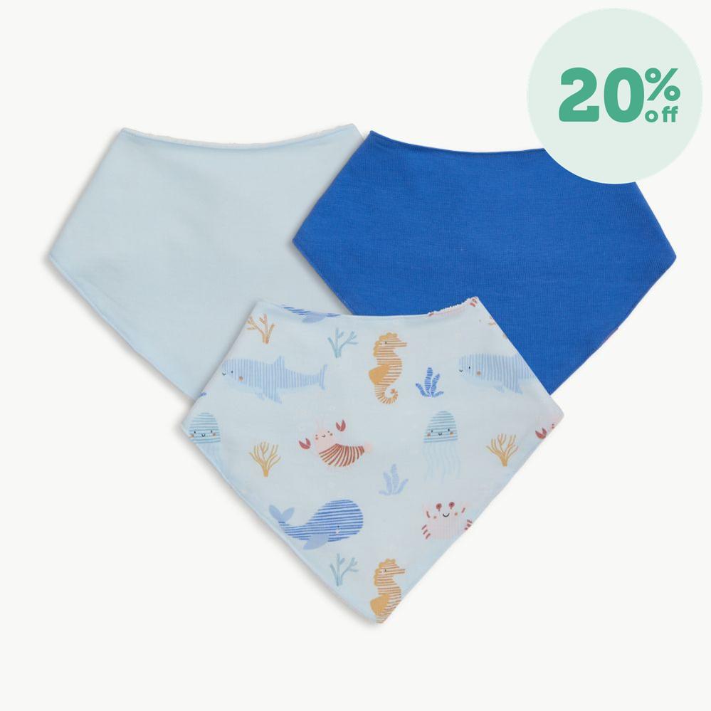 deep sea jubilee modal magnetic stay dry infant bandana bib 3-pack