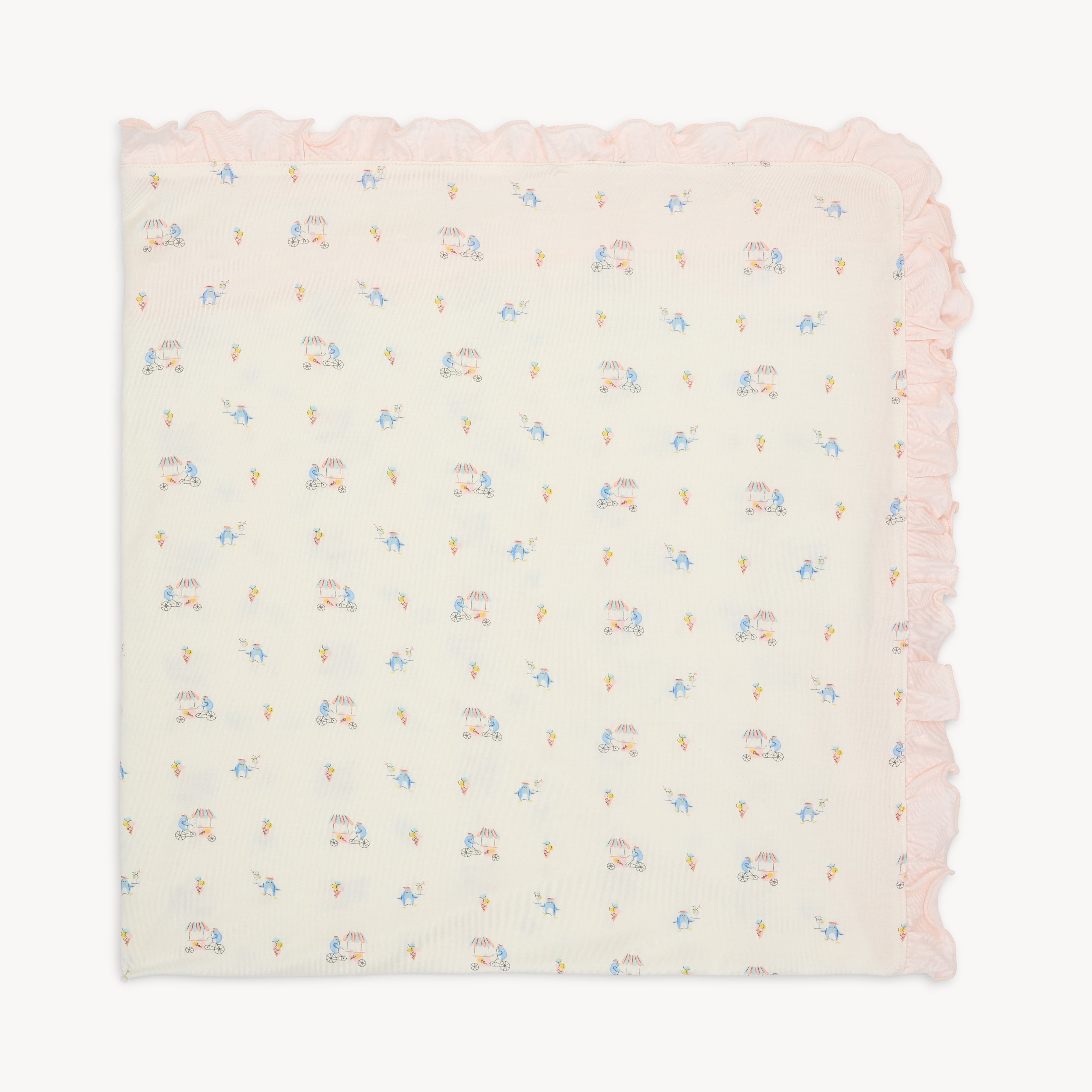 penguin pints modal ruffle baby blanket