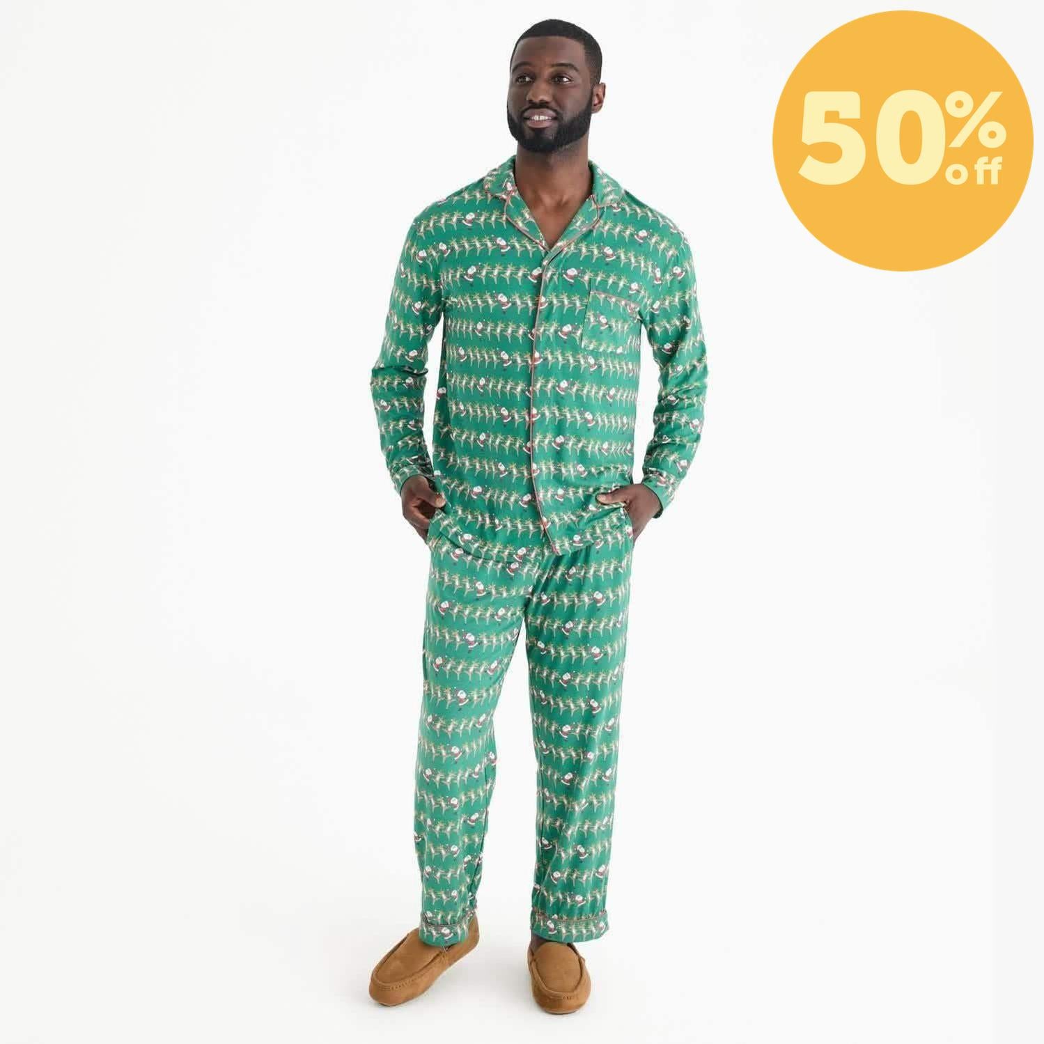 men's christmas can can modal magnetic classic with a twist long sleeve pajama set