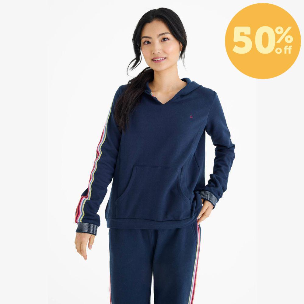 women's navy cotton magnetic nursing hoodie