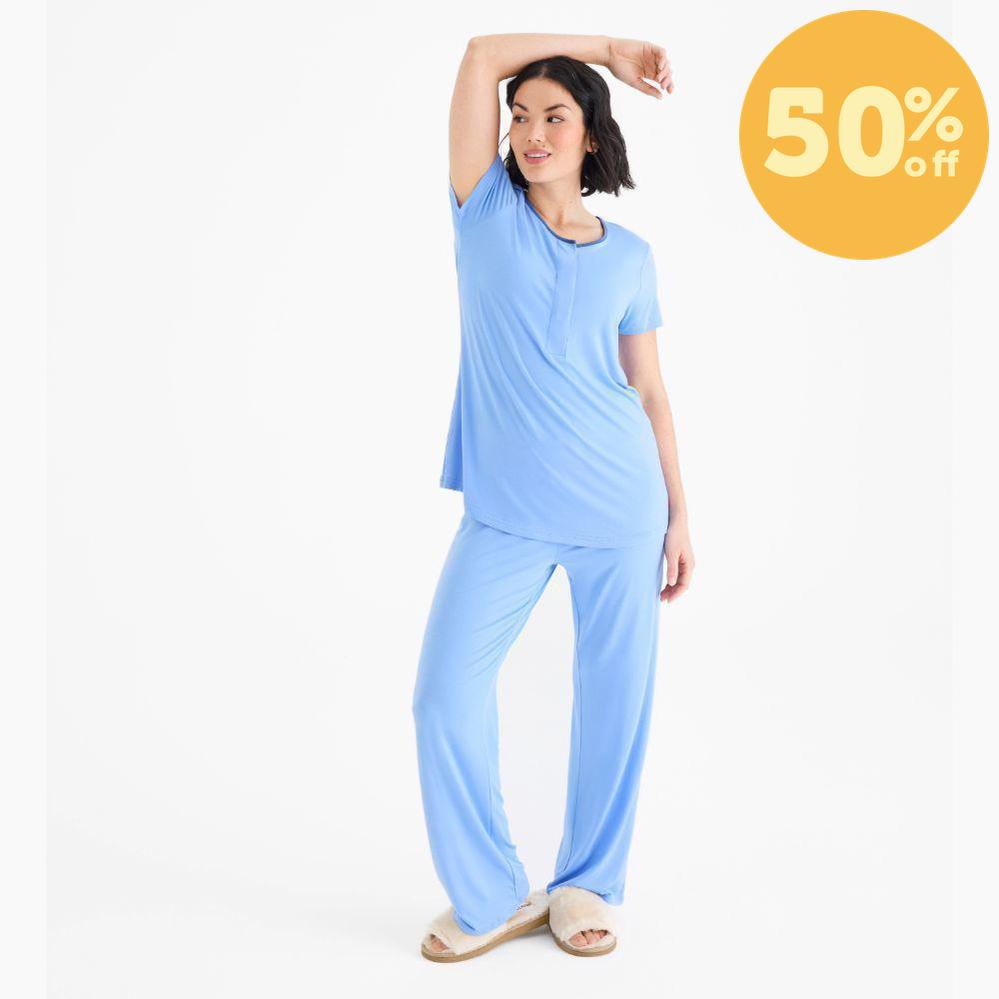 women's blue skies modal magnetic signature short sleeve pajama set