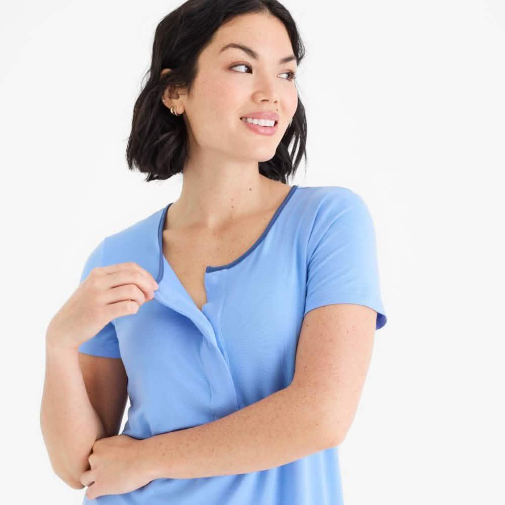 women's blue skies modal magnetic signature short sleeve pajama set