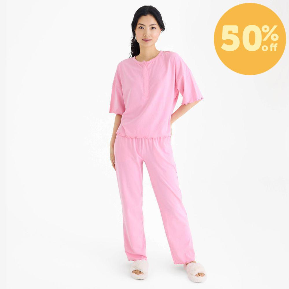 potpourri pink women's cloudstretch™ magnetic twist short sleeve pajama set