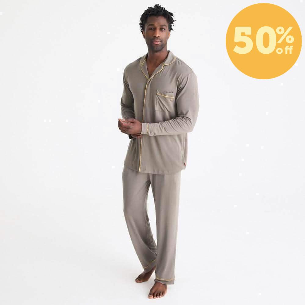 men's fresh brew modal magnetic classic with a twist long sleeve pajama set