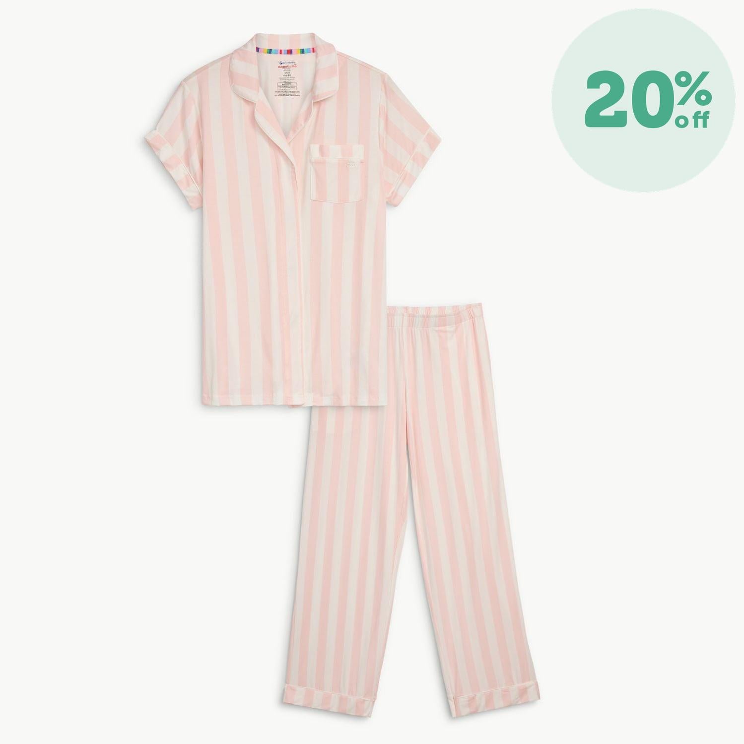 women's capri stripe modal magnetic classic with a twist short sleeve pajama set