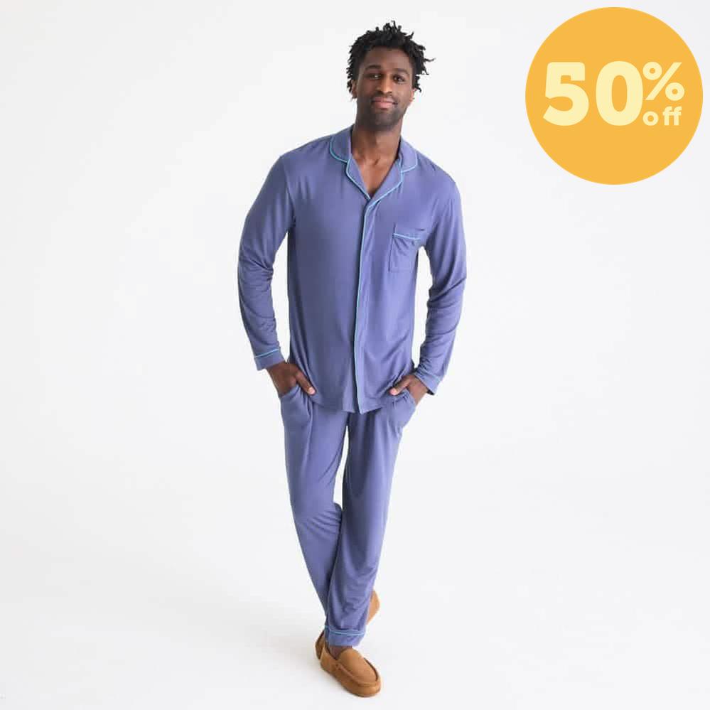 men's starless night modal magnetic classic with a twist long sleeve pajama set
