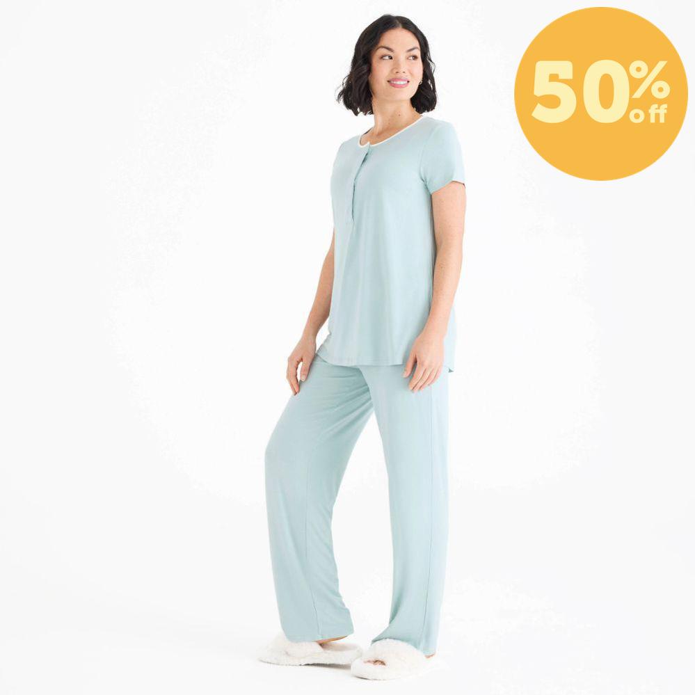 women's seaglass modal magnetic signature short sleeve pajama set