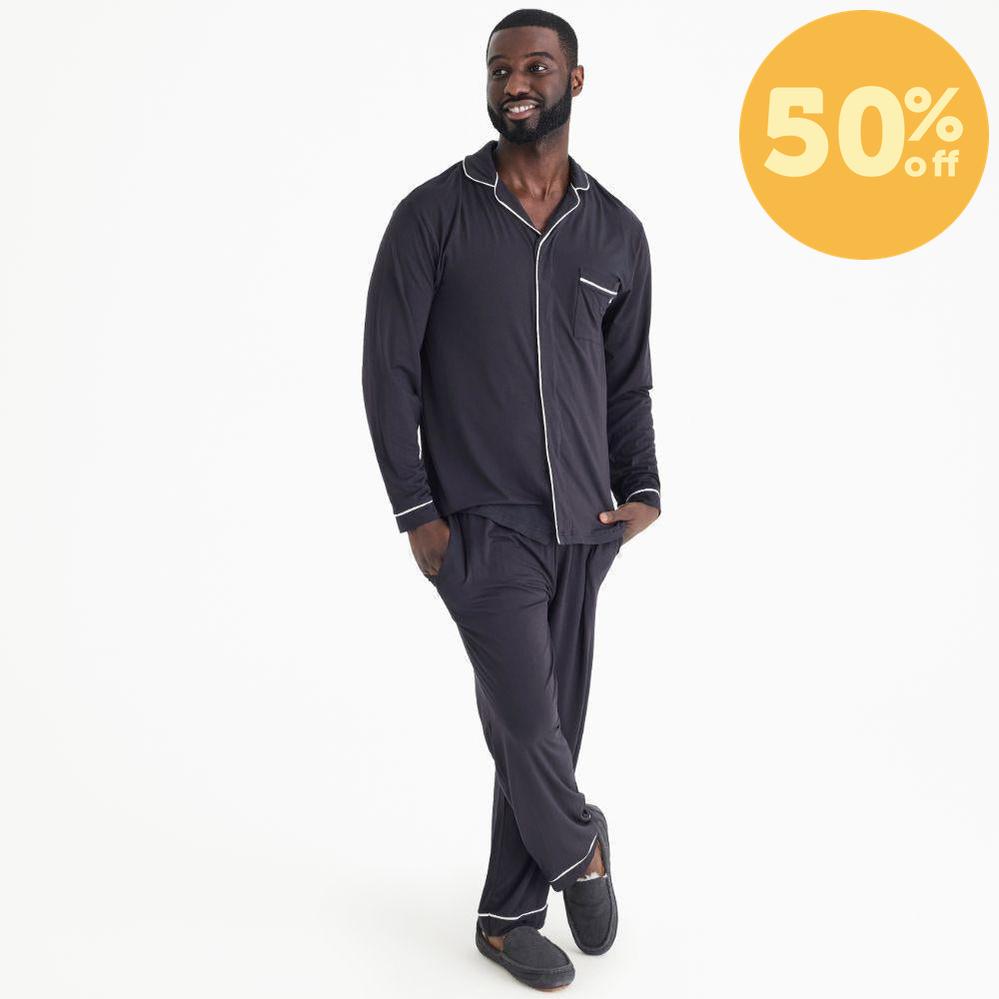 men's onyx modal magnetic classic with a twist long sleeve pajama set