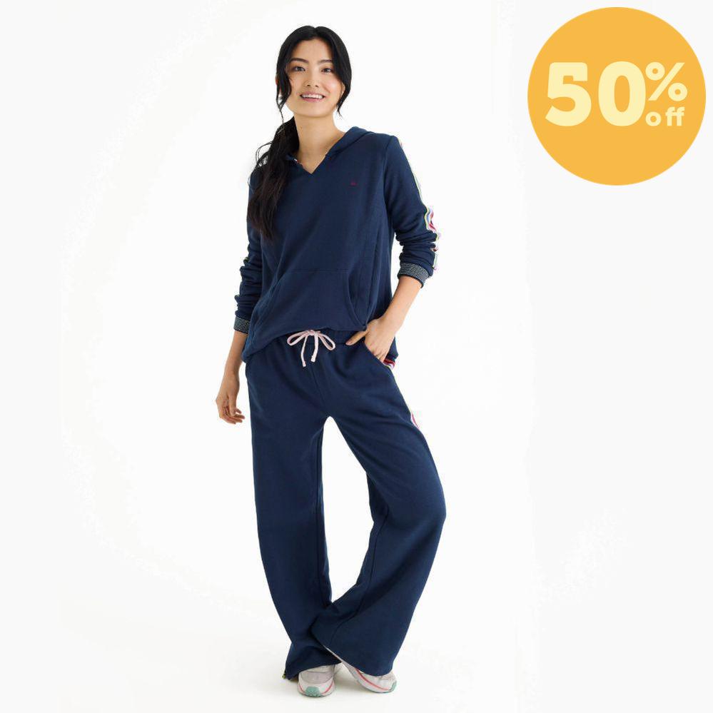 women's navy cotton magnetic track pant