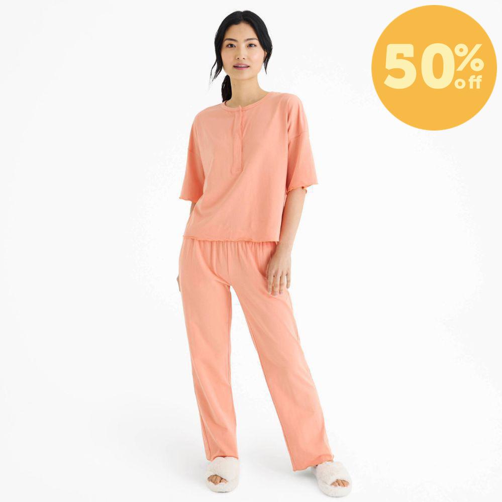 autumn coral women's cloudstretch™ magnetic short sleeve pajama set