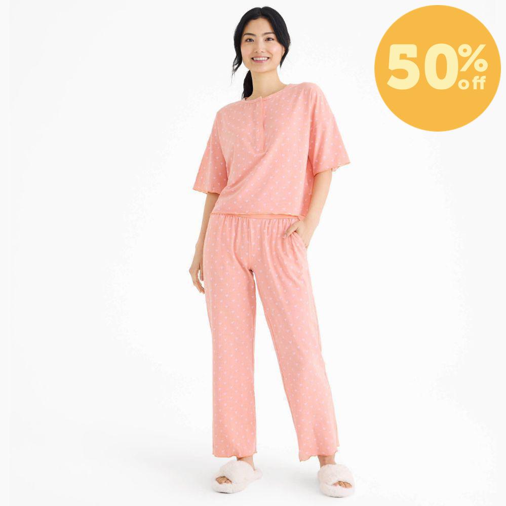 distressed heart women's cloudstretch™ magnetic short sleeve pajama set