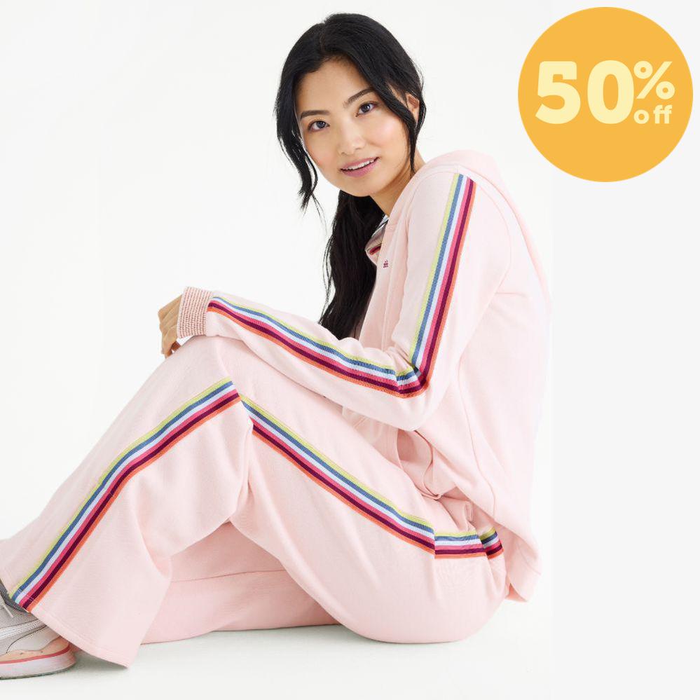 women's crystal pink cotton magnetic track pant