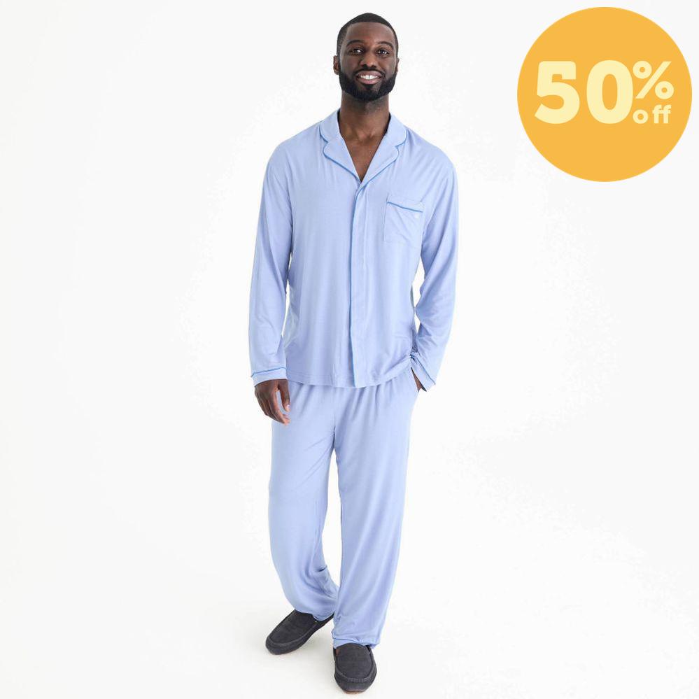 men's soft slate modal magnetic classic with a twist long sleeve pajama set