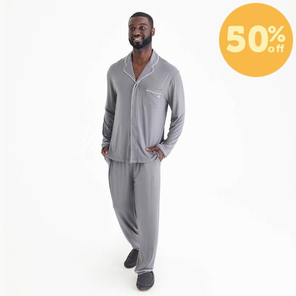 men's gray mist modal magnetic classic with a twist long sleeve pajama set