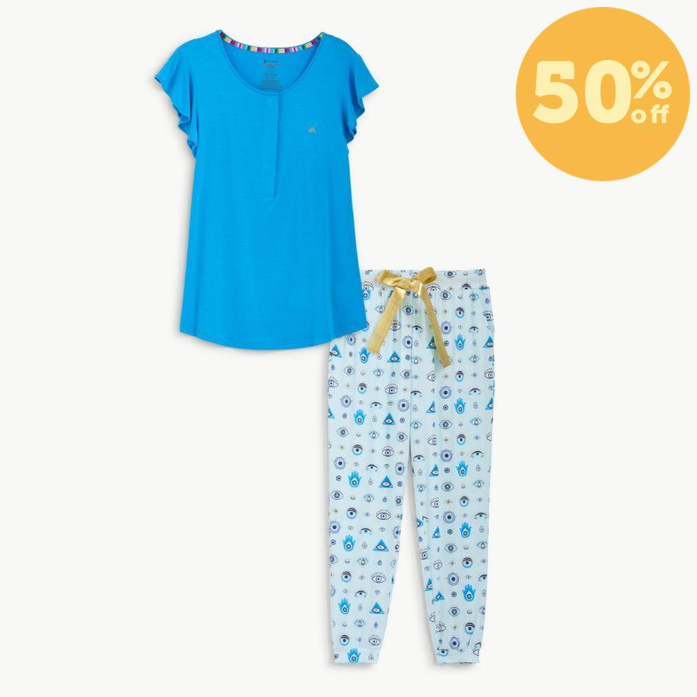 women's eye wish you the best modal magnetic short sleeve jogger set