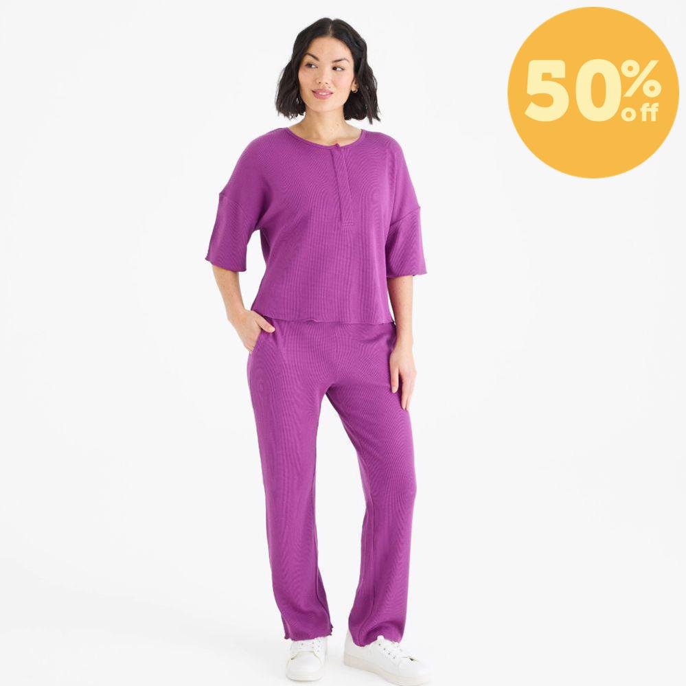 elderberry waffle modal boxy short sleeve pajama set