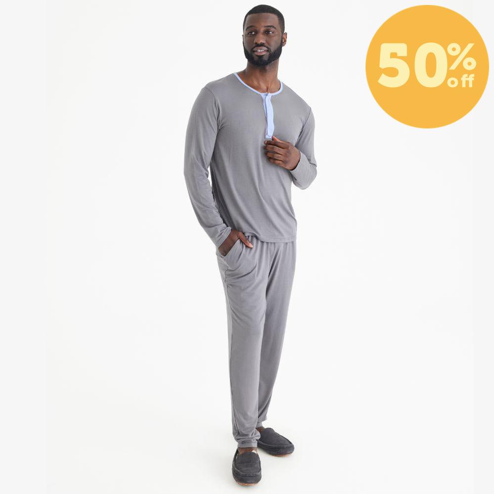 men's gray mist modal magnetic long sleeve jogger set