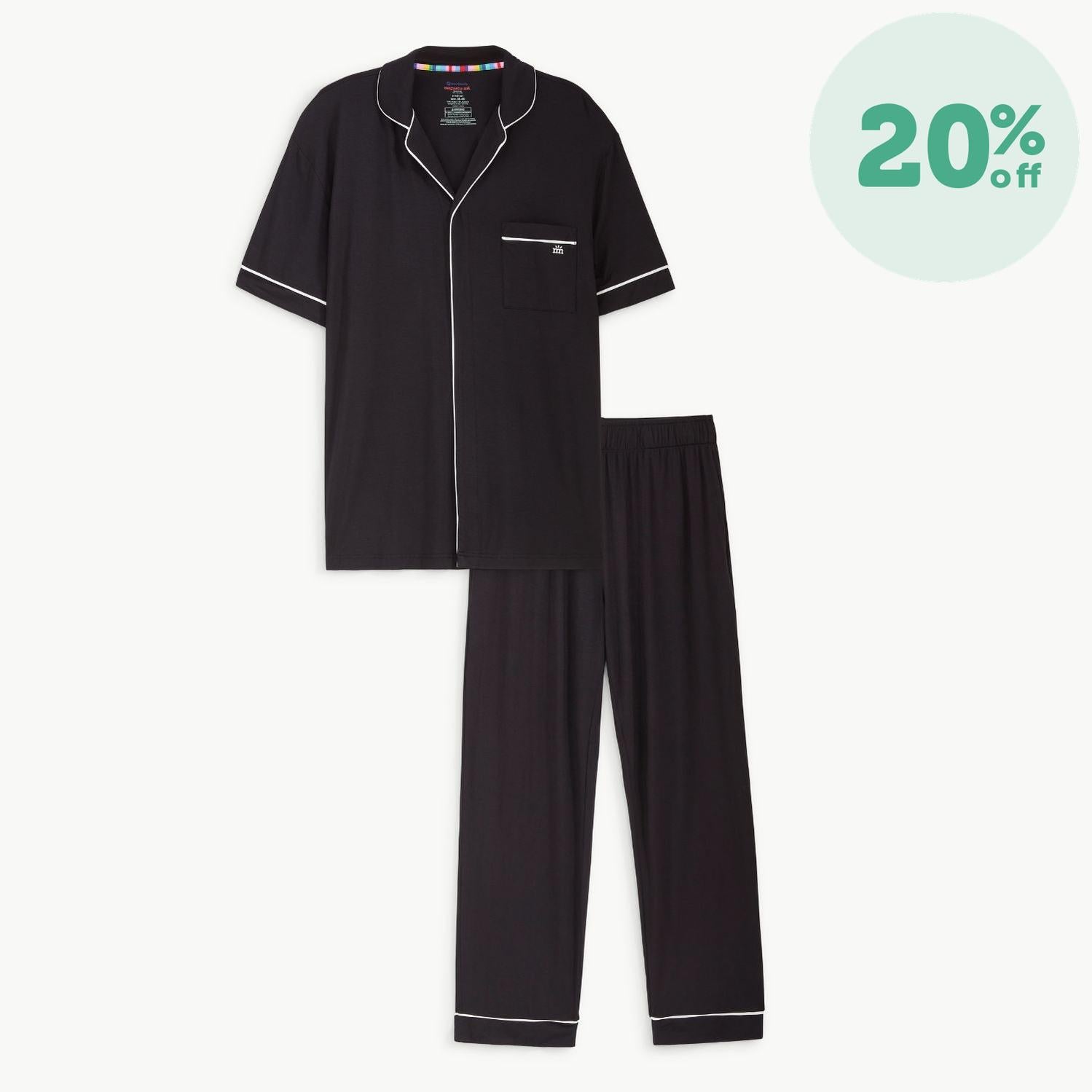 men's onyx modal magnetic classic with a twist short sleeve pajama set