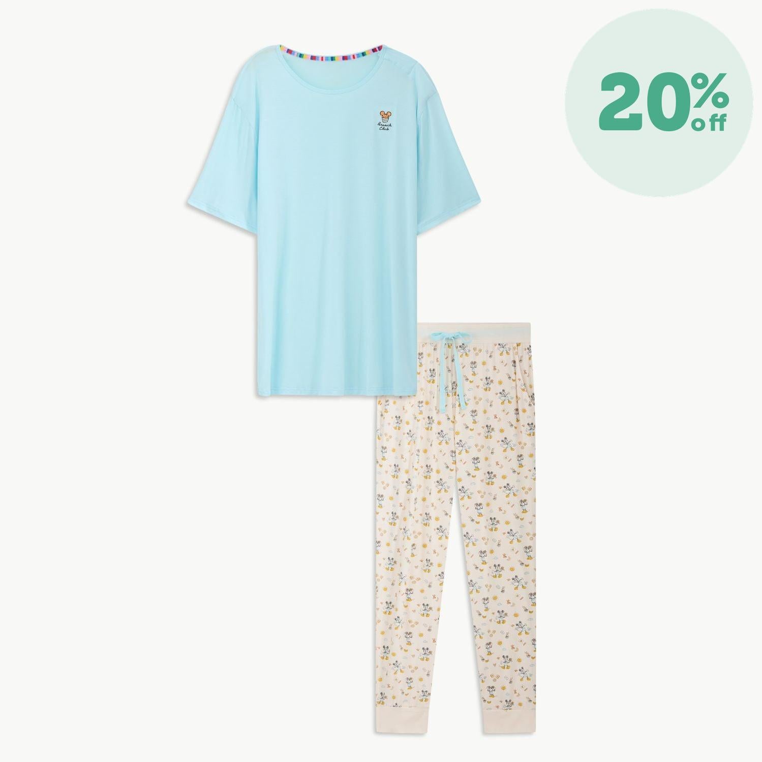 Disney | Magnetic Me Mickey Brunch Bunch men's modal short sleeve jogger set