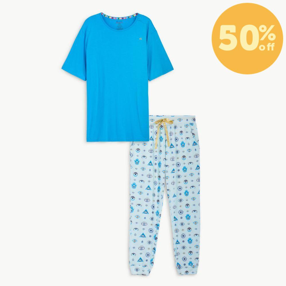 men's eye wish you the best modal short sleeve jogger set