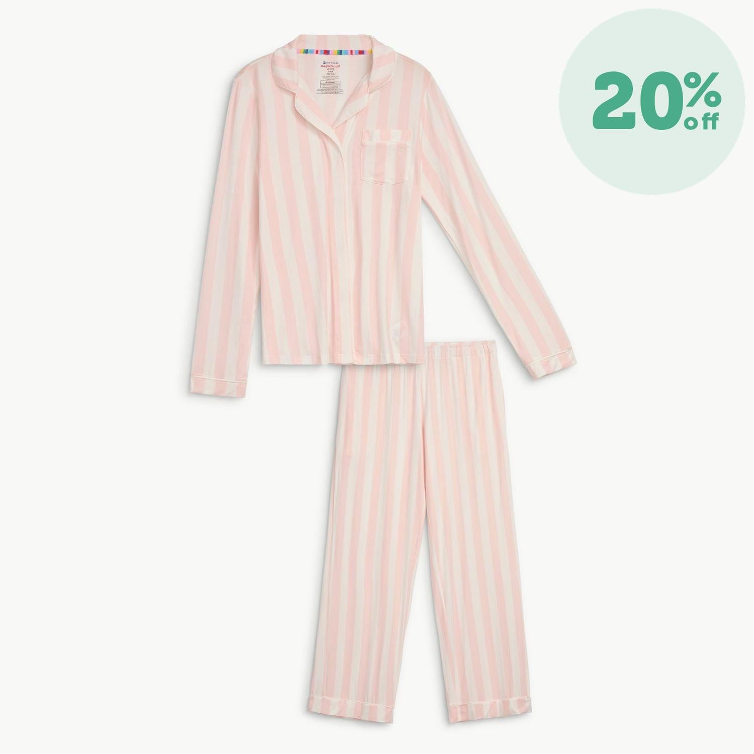 women's capri stripe modal magnetic classic with a twist long sleeve pajama set