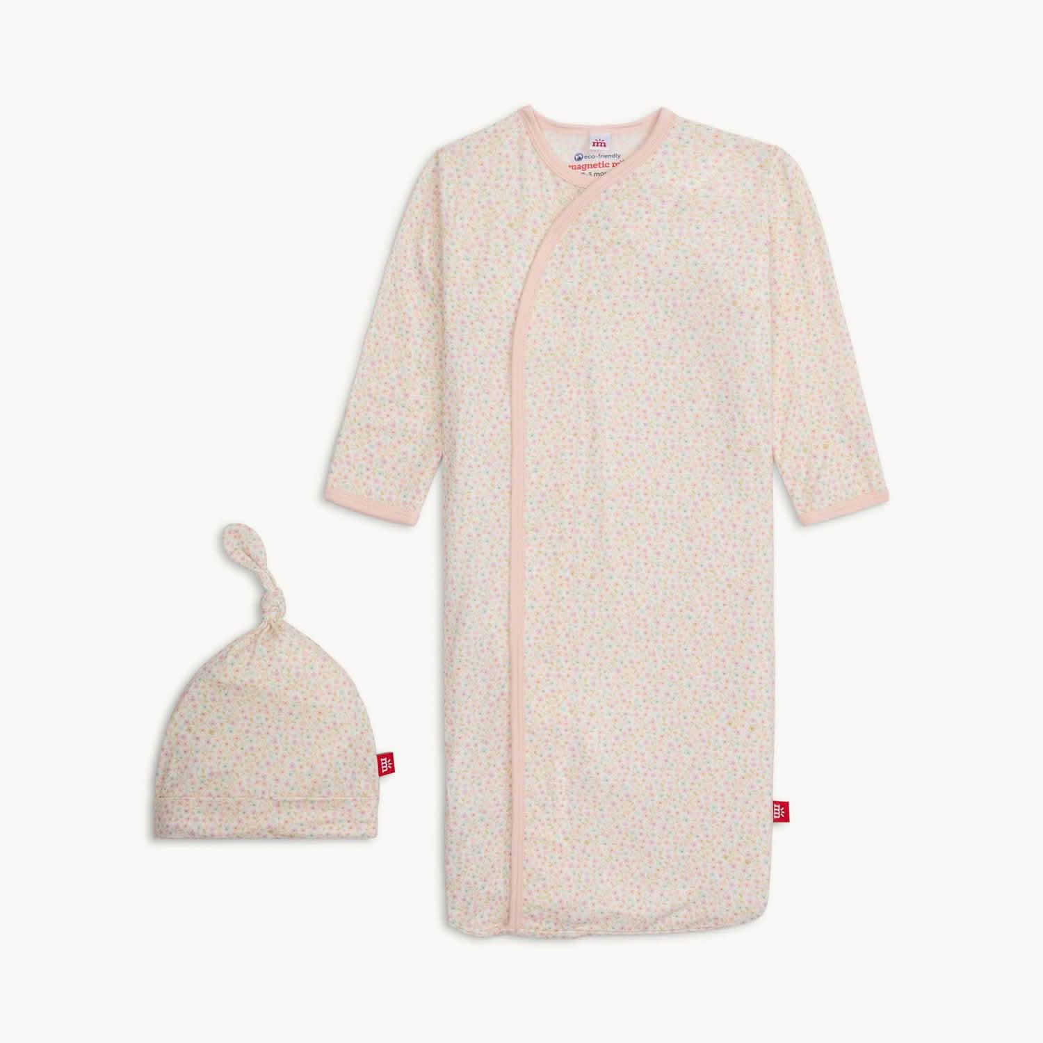bedford floral modal magnetic cozy sleeper gown + hat set