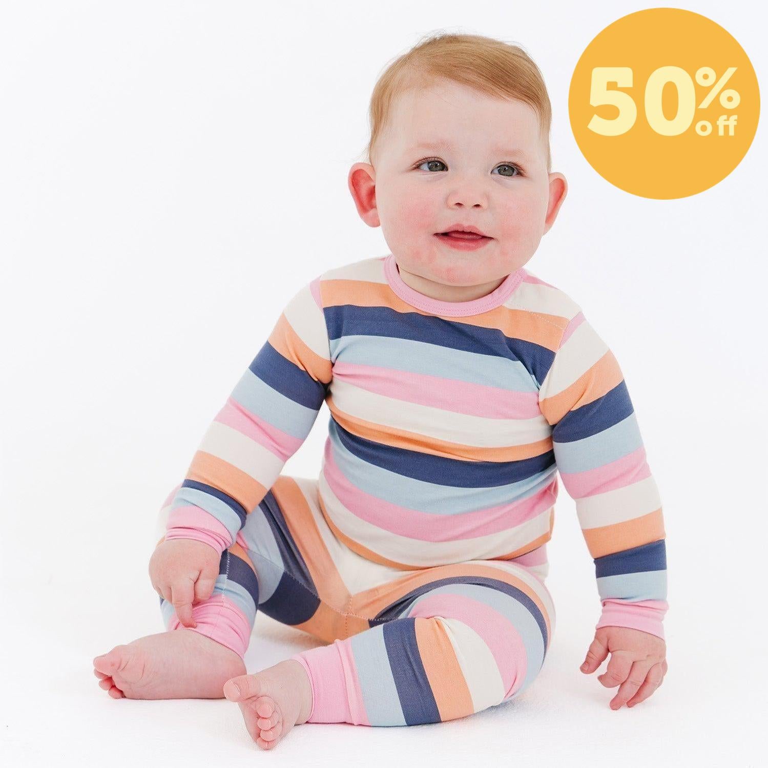 big multi stripe pink cloudstretch™ magnetic toddler pajama set