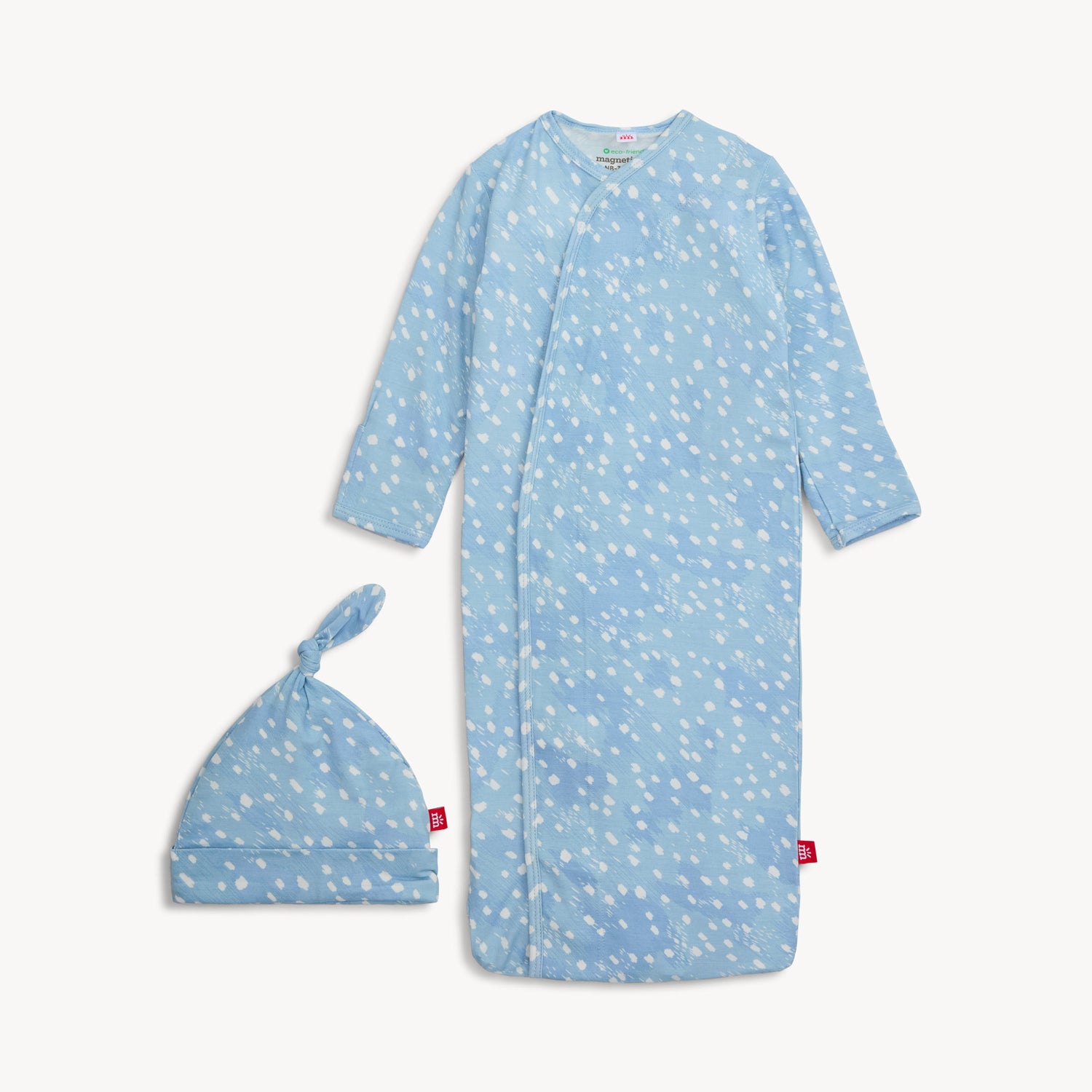 blue doeskin modal magnetic cozy sleeper gown + hat set