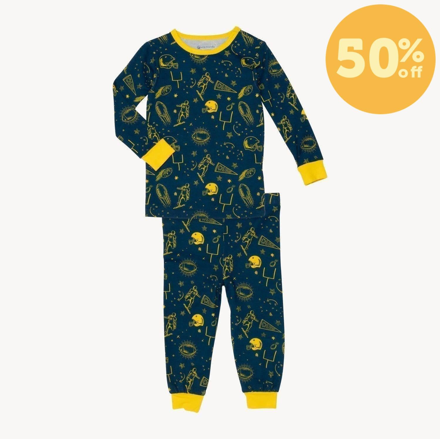 blue game day modal magnetic no drama pajama toddler long sleeve set