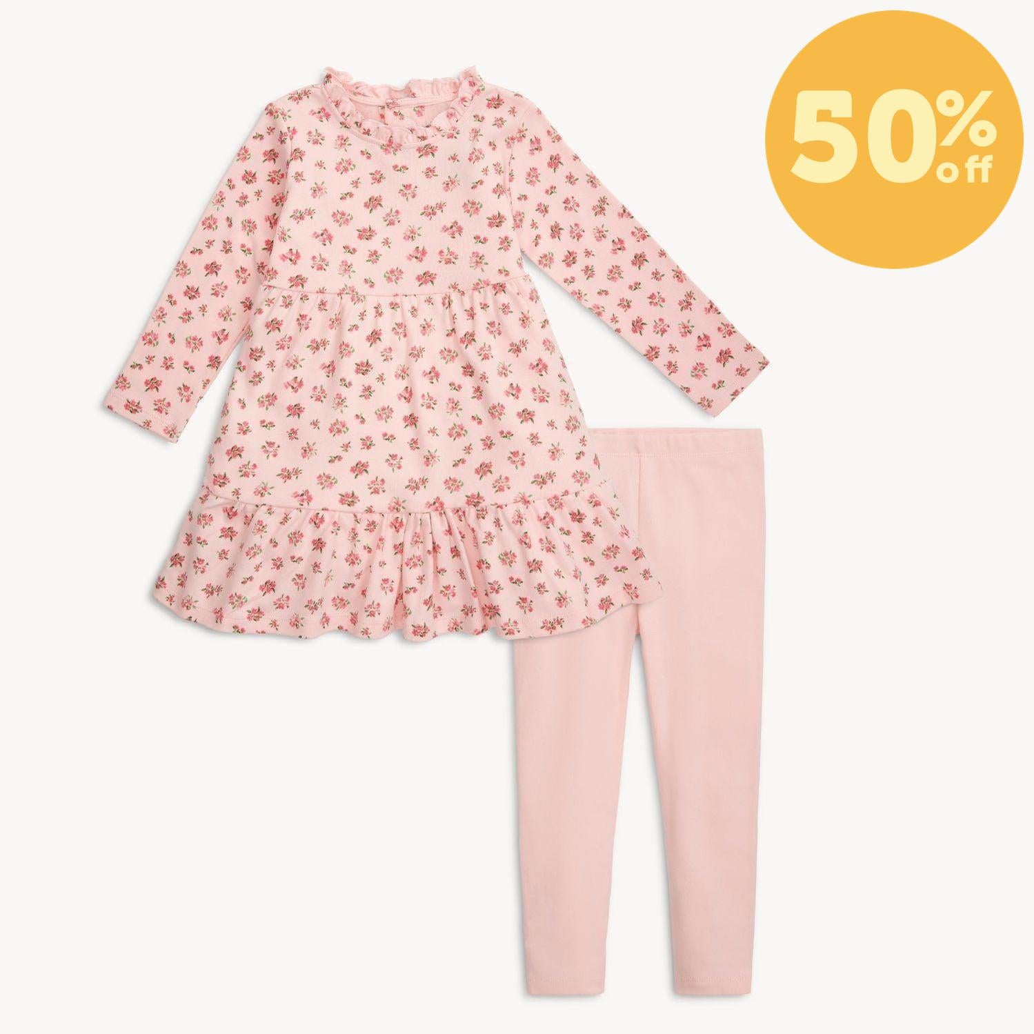 bouquet de fleurs organic cotton magnetic easy peasy dress + legging set