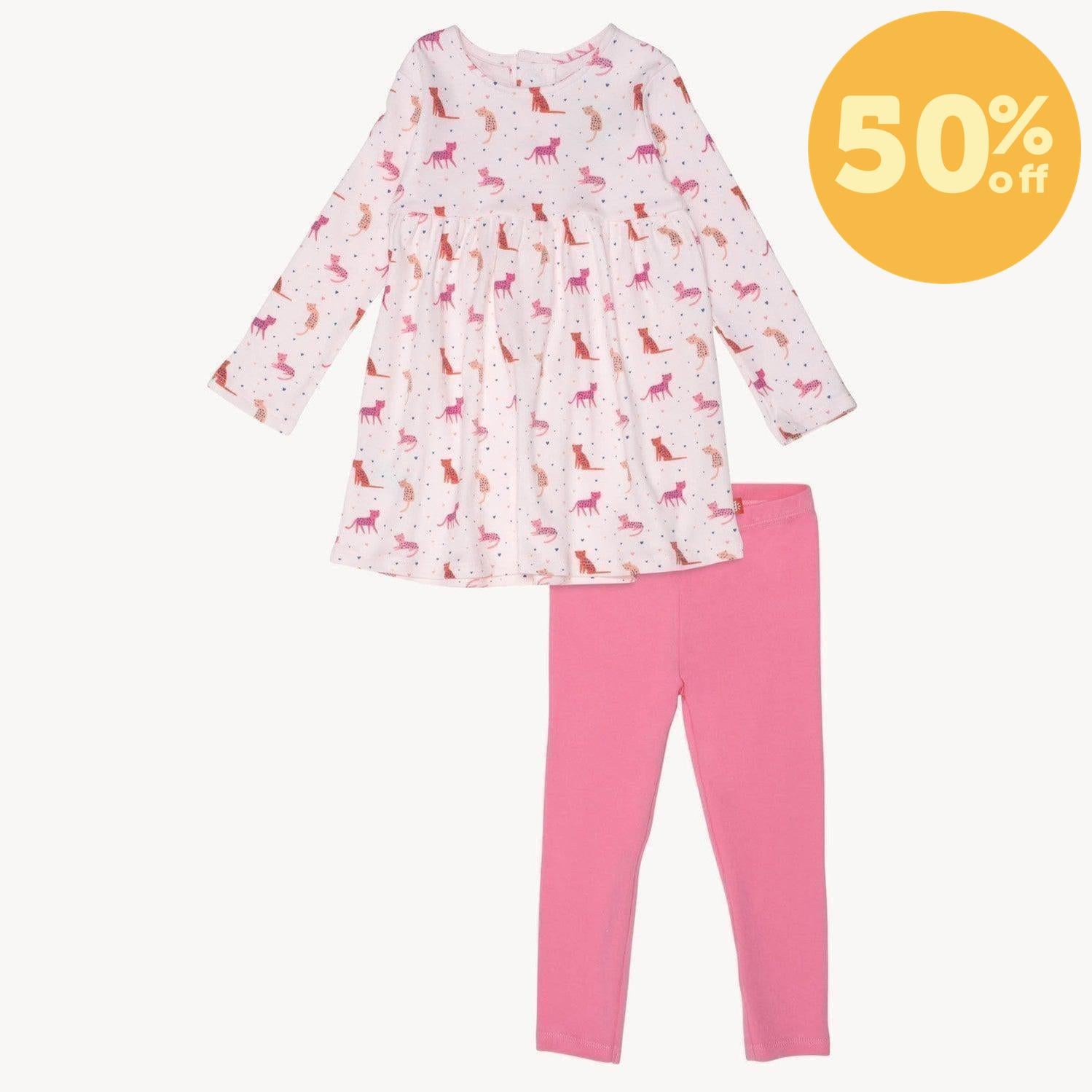 cheetah bonita organic cotton magnetic easy peasy dress + legging set