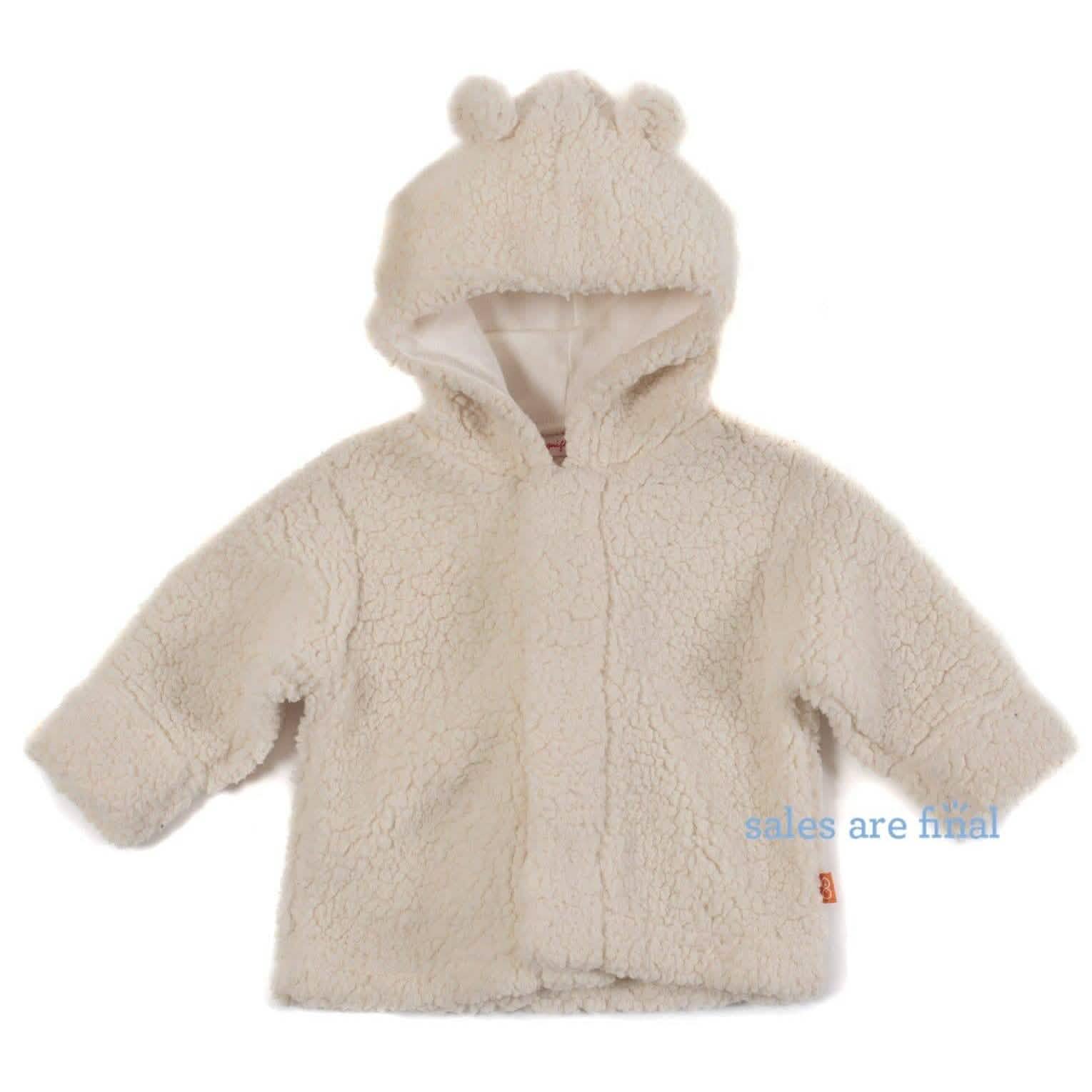 Cream Fleece Magnetic Hooded Jacket - re-loved